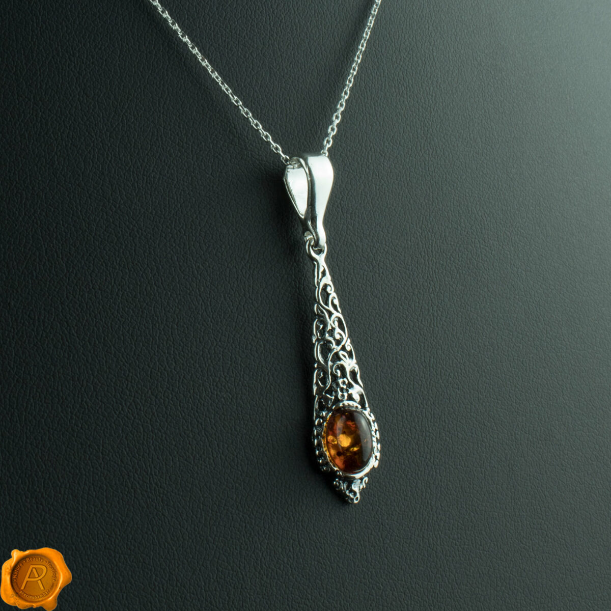 Subtle Amber Teardrop Pendant - Image 1
