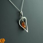 Geometric Amber Silver Pendant