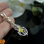 Amber Silver Violin Pendant - Image 3