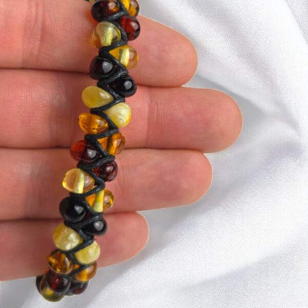 Baltic Amber Gemstone Bracelet for Men Women, Large Wrist Adjustable Natural Multicolor Eco Jewelry Gift for Him Husband Boyfriend