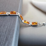 Amber Silver Unisex Link Bracelet - Image 5