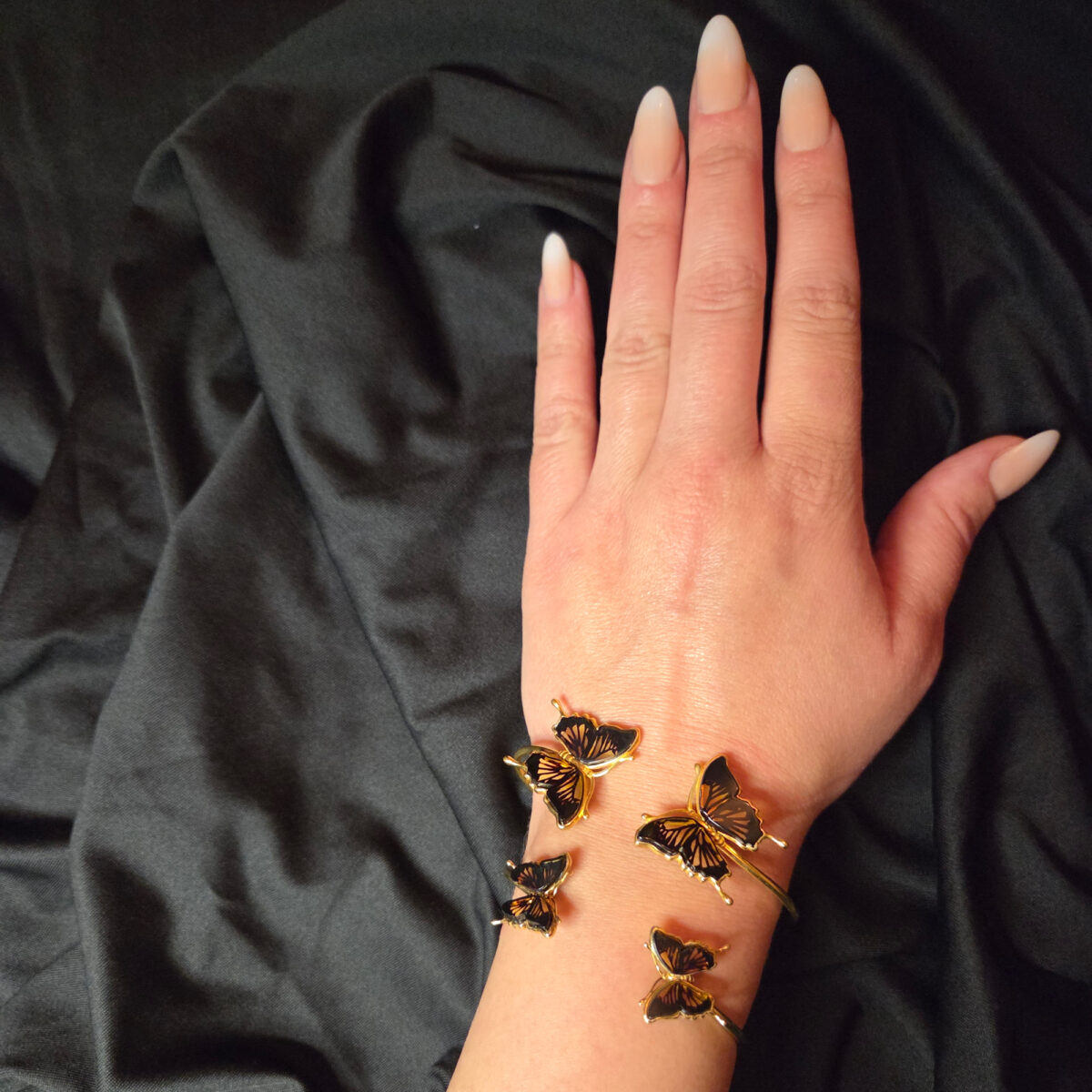 ADJUSTABLE Butterfly Natural Baltic Amber Gold Silver Bracelet Cuff Bangle Gift Women Girls, Small Large Butterfly Lover Charm Jewelry Gifts