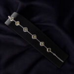 Celtic Green Four Leaf Clover Bracelet Baltic Amber Silver Link Bracelets | Lucky Charm Adjustable Gift for Her | Irish Inspired Jewellery