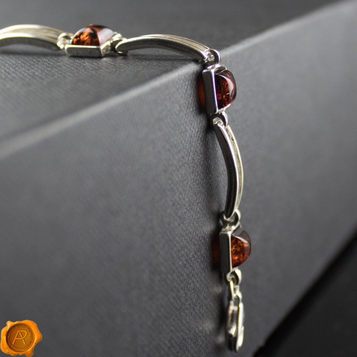 Amber Square Silver Bracelet - Image 2