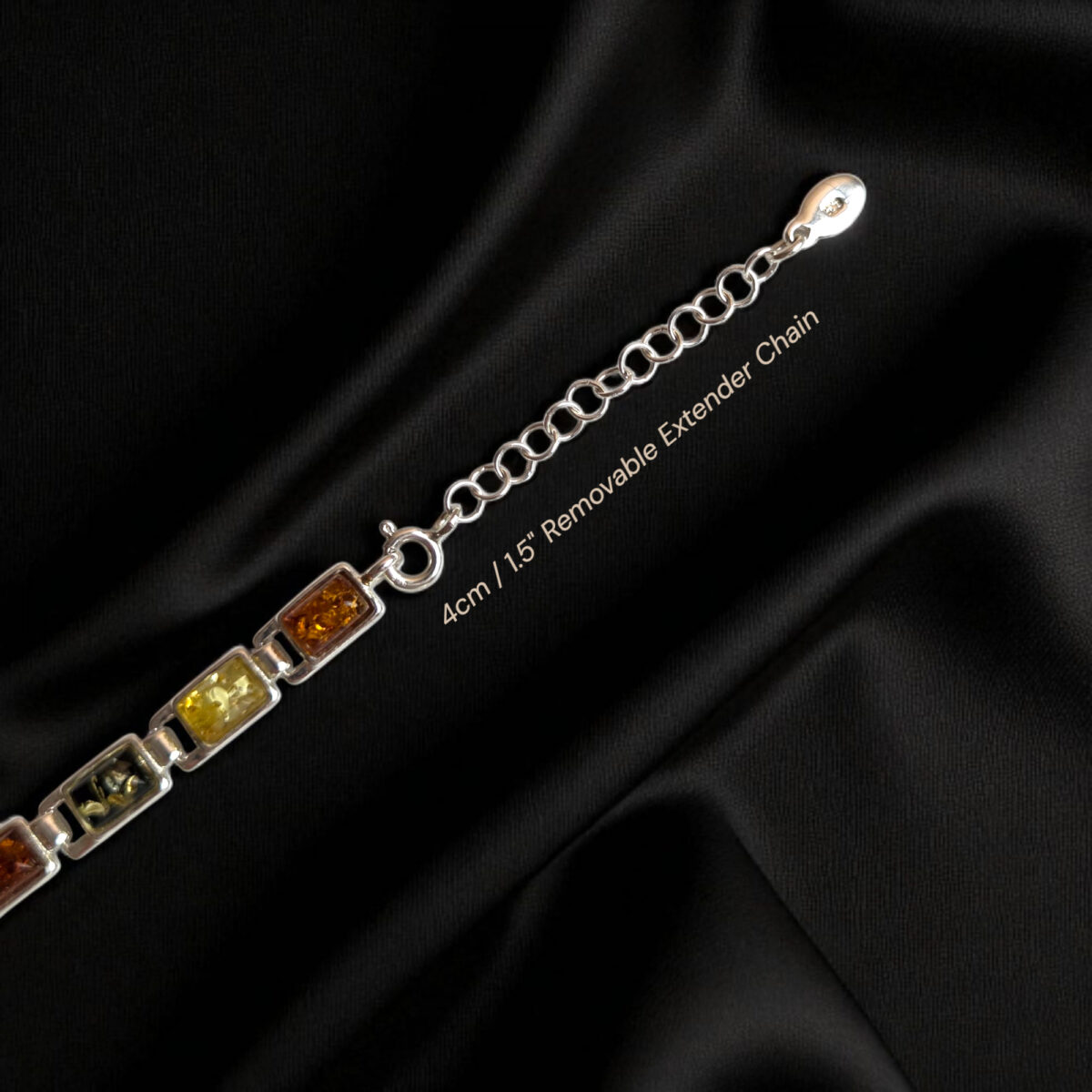 ADJUSTABLE Natural Baltic Amber Sterling Silver Link Bracelet Women, Multicolour Small Stone Gemstone Crystal Dainty Bracelets Gift Wife