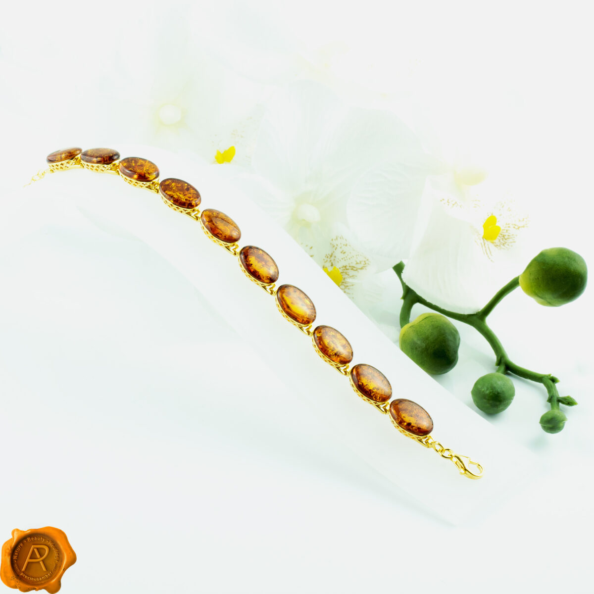 Cognac Amber Gold Bracelet - Image 4