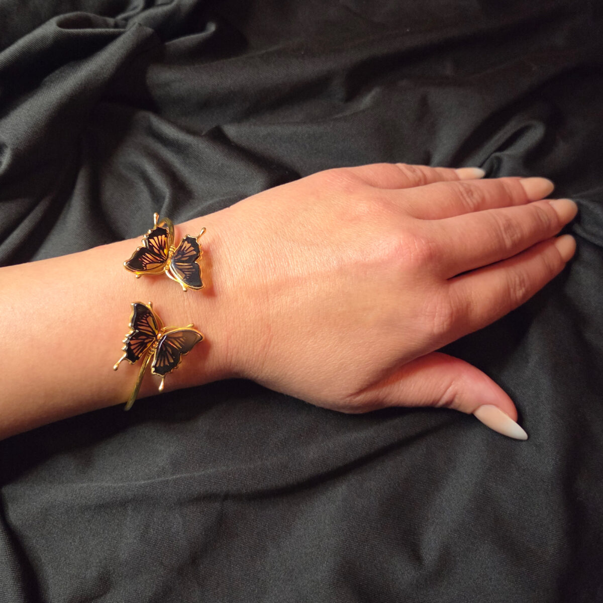 ADJUSTABLE Butterfly Natural Baltic Amber Gold Silver Bracelet Cuff Bangle Gift Women Girls, Small Large Butterfly Lover Charm Jewelry Gifts