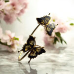 Carved Amber Butterfly Cuff Bracelet - Image 2