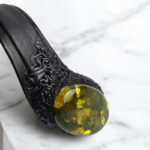Adjustable Green Amber Leather Bracelet - Image 2