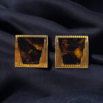 Square Cognac Amber Cufflinks - Image 2