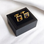 Square Cognac Amber Cufflinks - Image 4