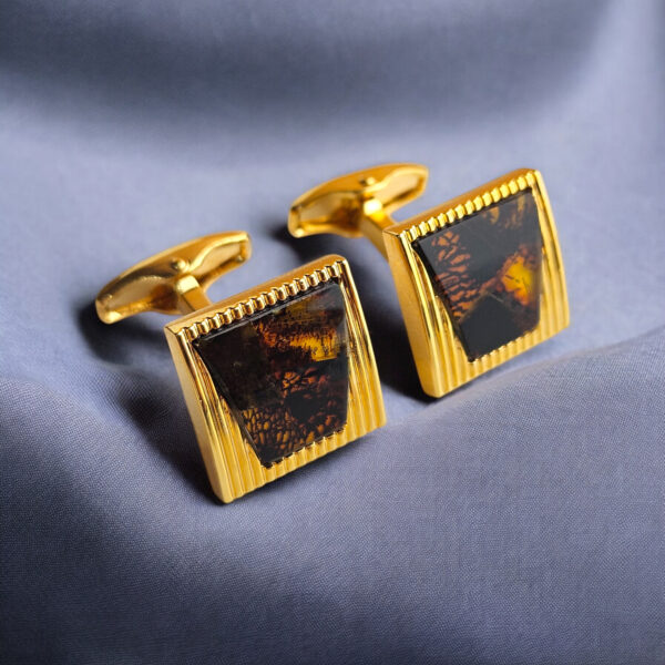 Square Cognac Amber Cufflinks