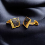 Square Cognac Amber Cufflinks - Image 3