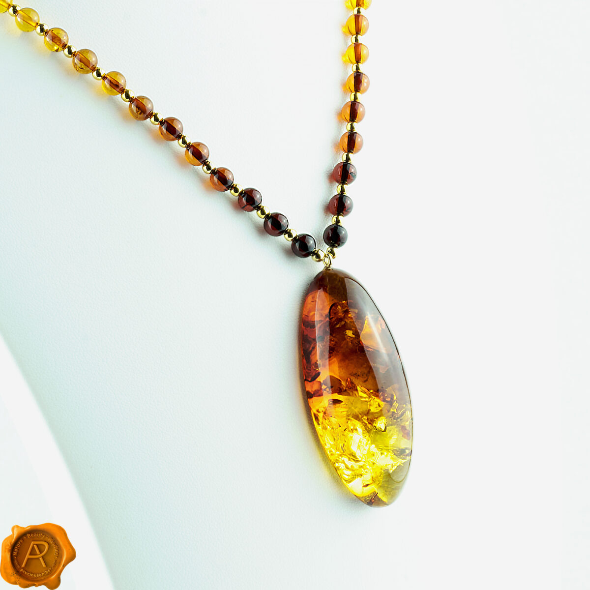 Amber Gold Pendant Necklace - Image 6