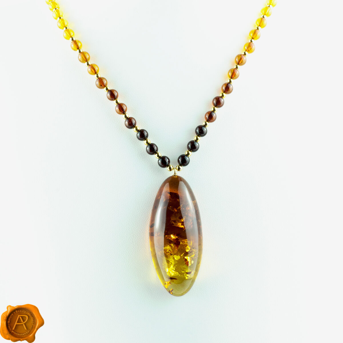 Amber Gold Pendant Necklace - Image 7
