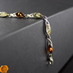 Multicolour Amber Silver Bracelet - Image 2