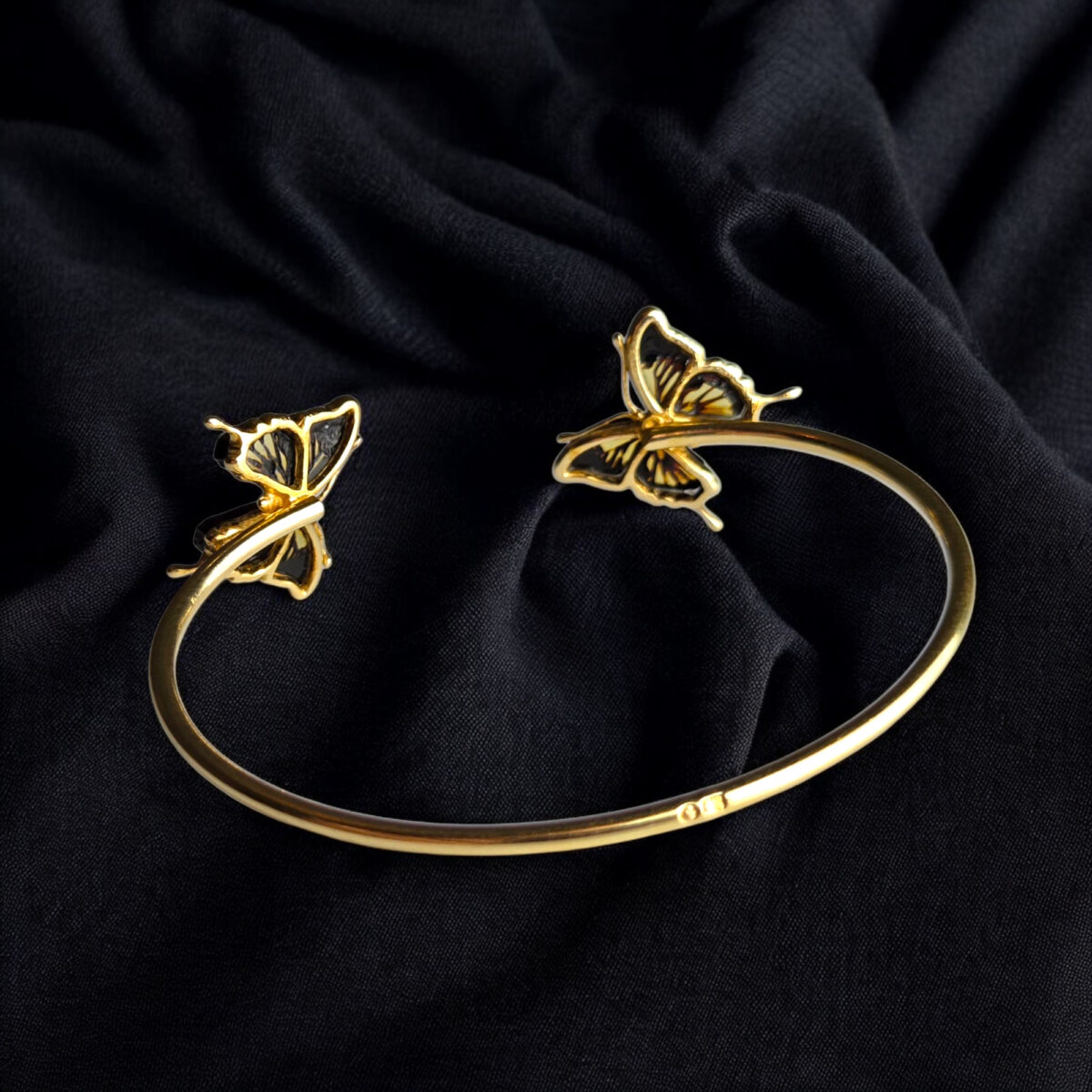 Carved Amber Butterfly Cuff Bracelet - Image 9