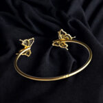 Carved Amber Butterfly Cuff Bracelet - Image 9