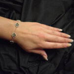 Four Leaf Clover Green Amber Silver Bracelet - Image 3