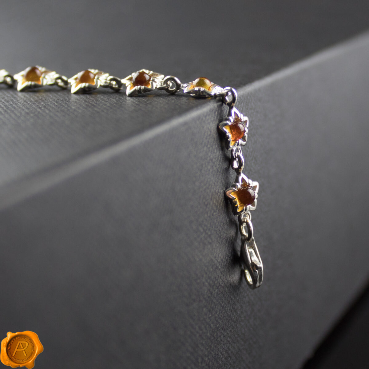 Silver Star Cognac Amber Bracelet - Image 2