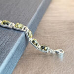 Green Amber Silver Link Bracelet - Image 5