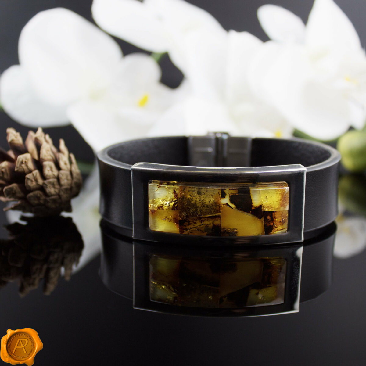 Amber Leather Bracelet - Image 3