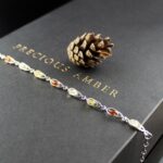 Multicolour Amber Silver Bracelet