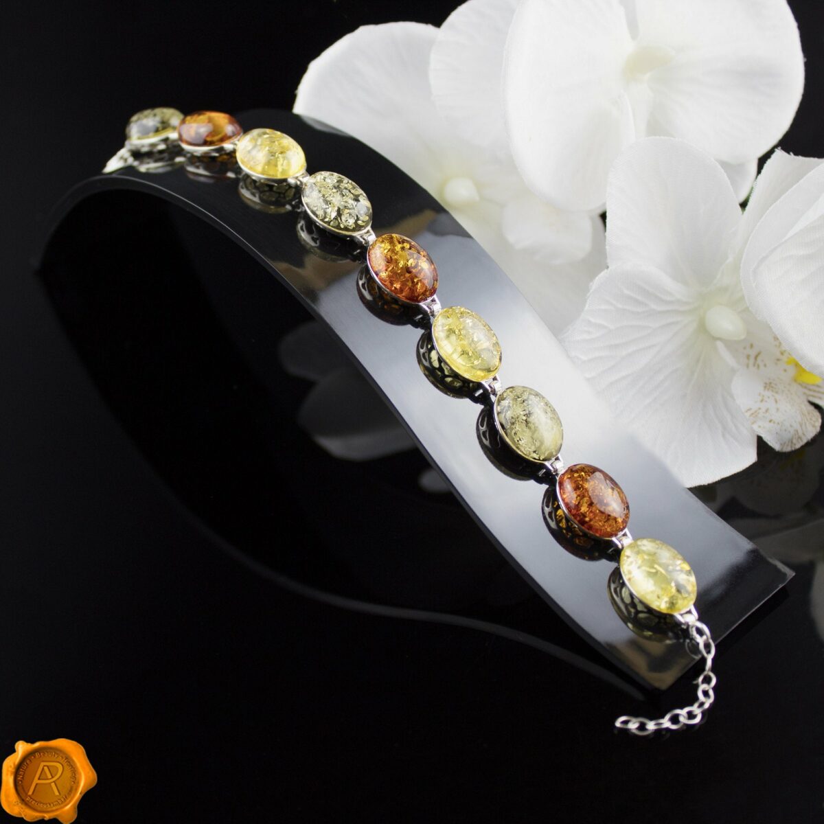 Amber Rainbow Silver Bracelet - Image 3