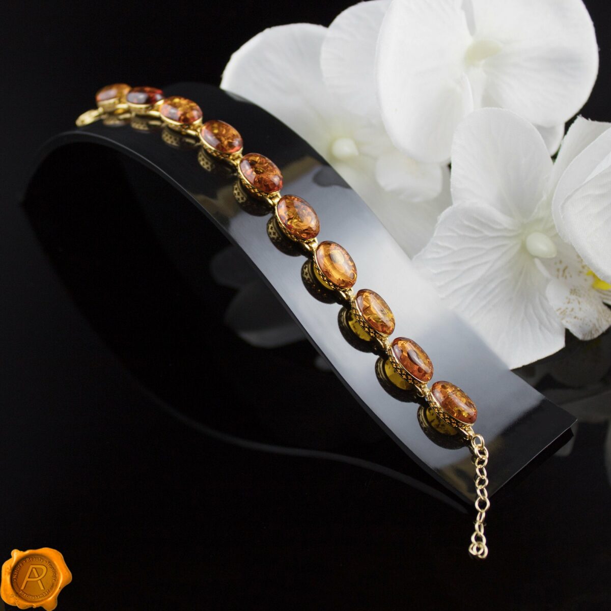 Cognac Amber Gold Bracelet - Image 5