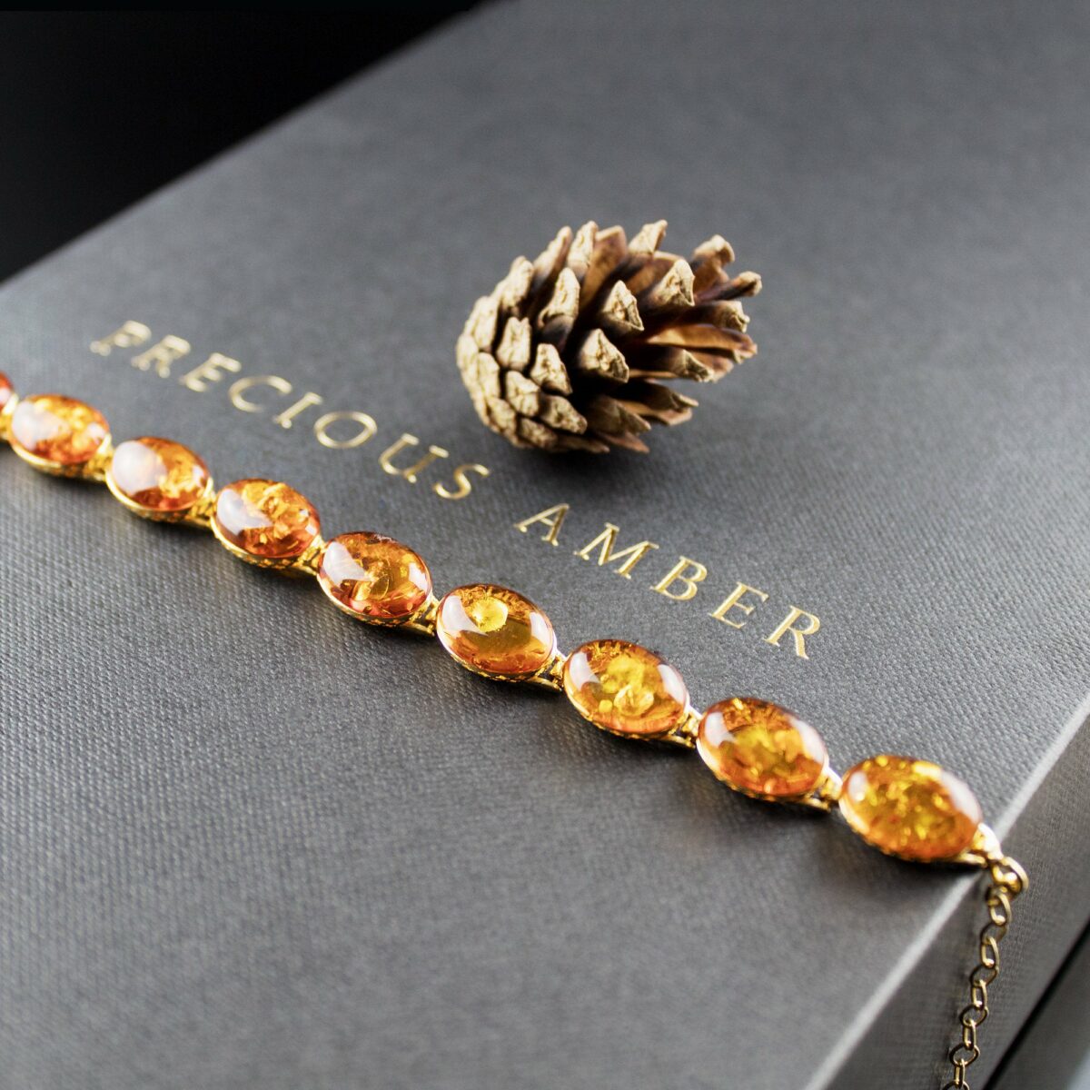 Cognac Amber Gold Bracelet - Image 1