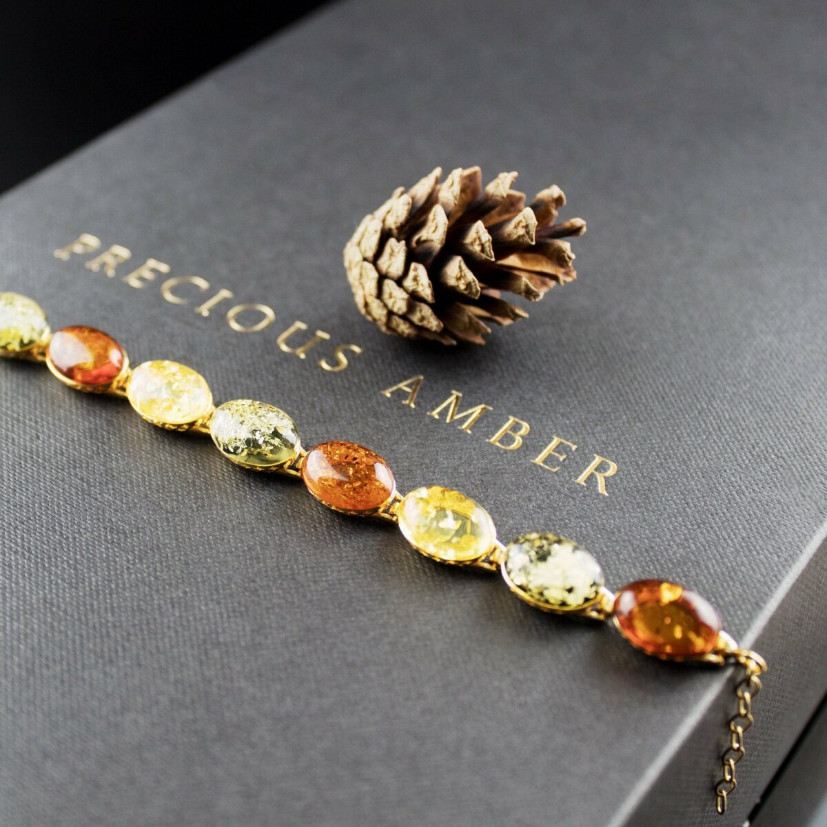 Multicolour Amber Gold Bracelet - Image 1