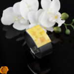 Large Amber Leather Bracelet - Image 4