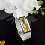 White Leather Amber Bracelet