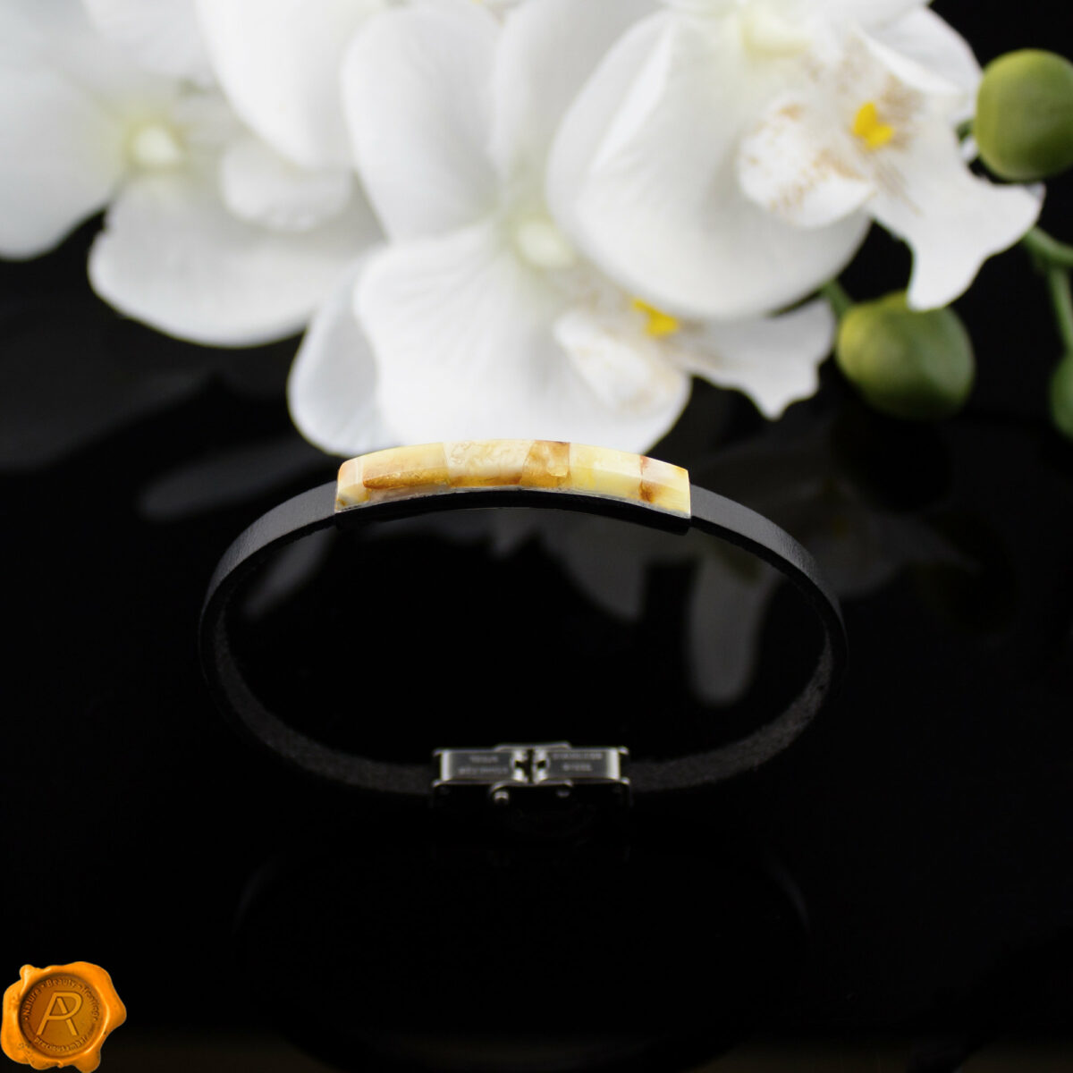 Butterscotch Amber Leather Bracelet - Image 3
