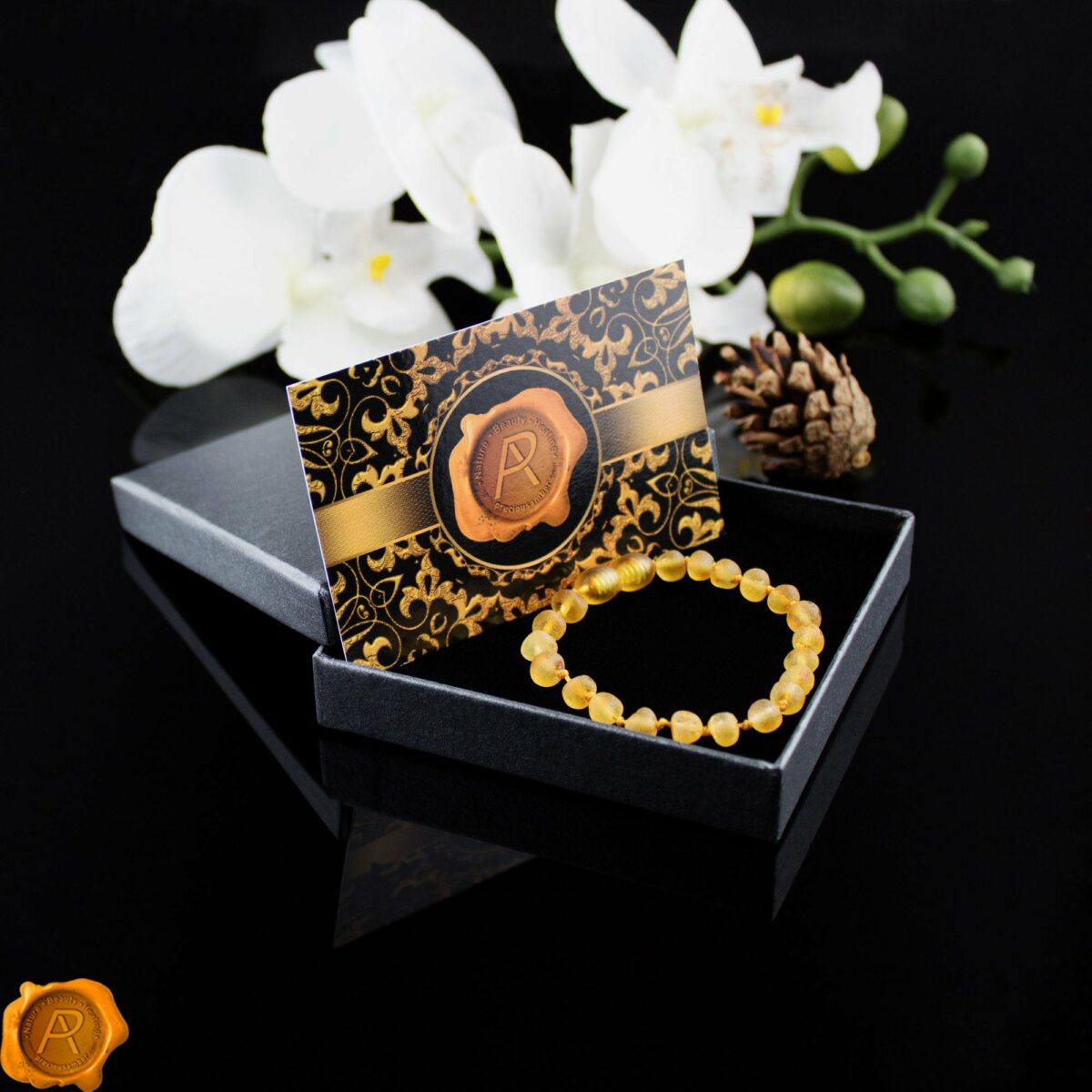 Orange Amber Bracelet Anklet - Image 2