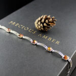 Amber Square Silver Bracelet