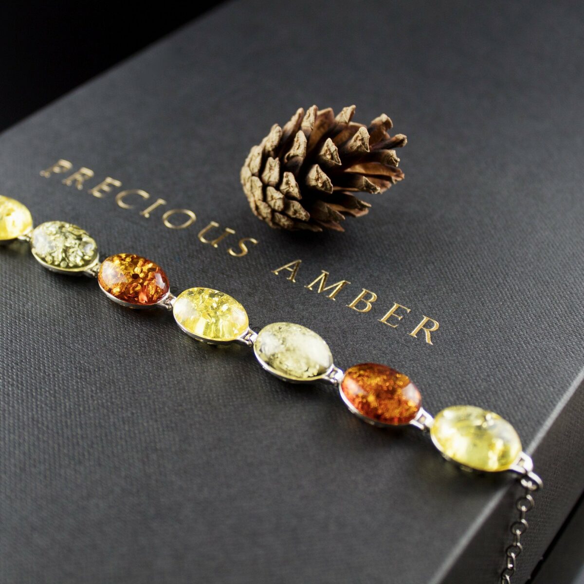 Amber Rainbow Silver Bracelet - Image 1