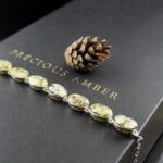 Green Amber Silver Bracelet