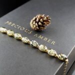 Green Amber Gold Bracelet