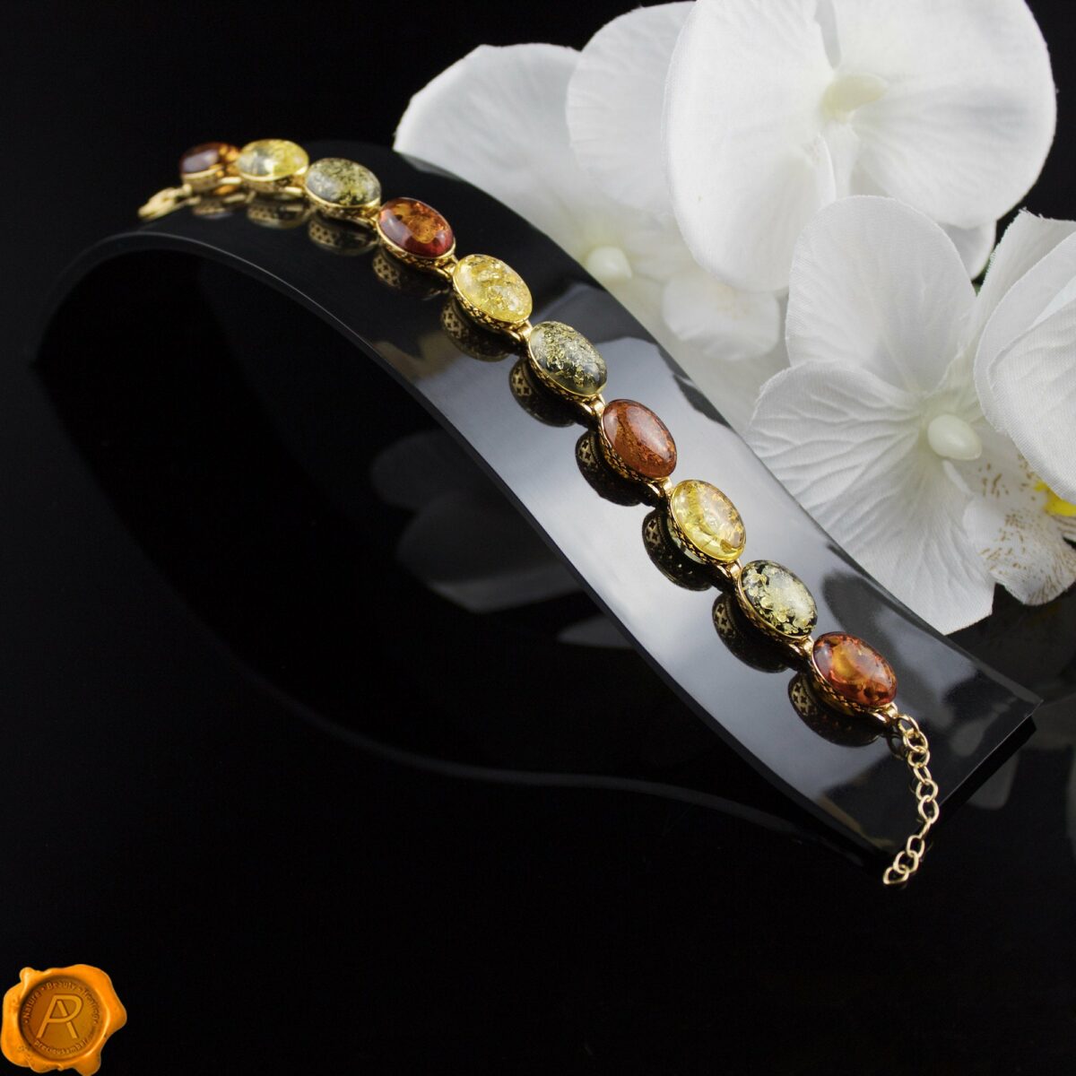 Multicolour Amber Gold Bracelet - Image 3