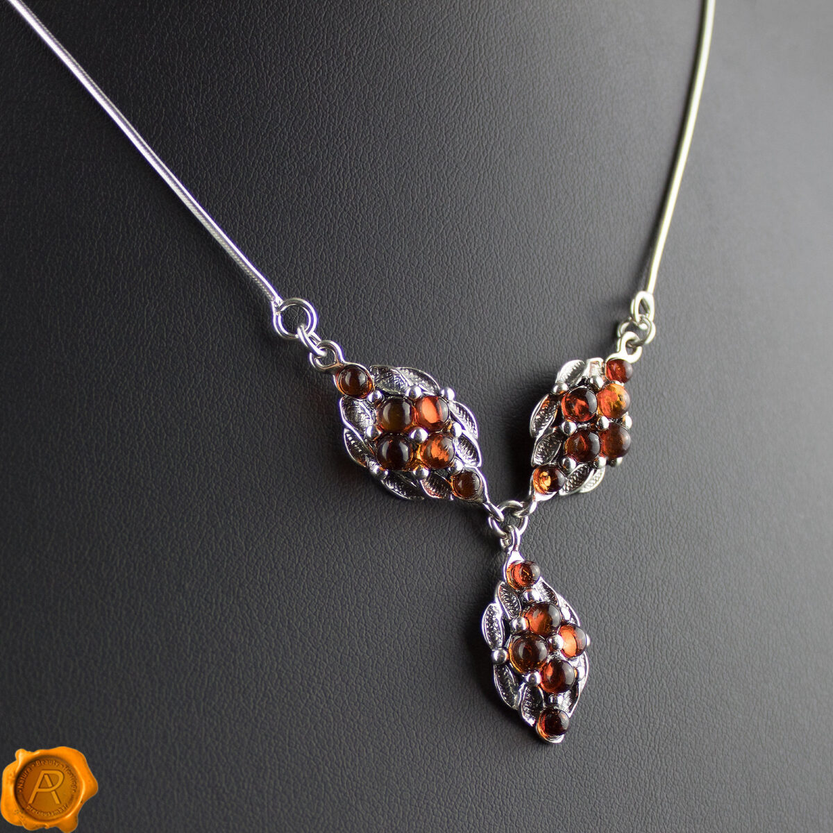 Amber Silver Charm Necklace - Image 1