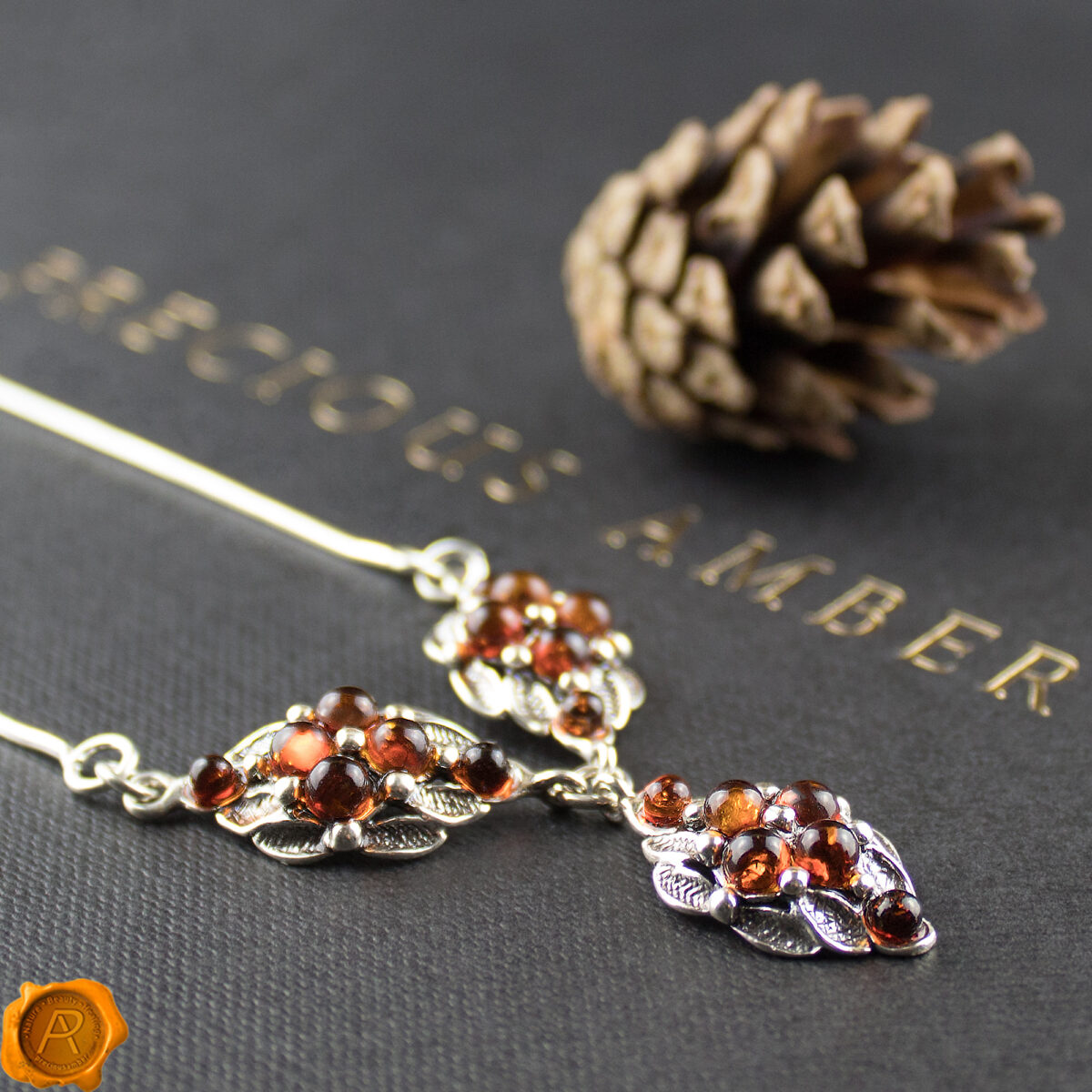 Amber Silver Charm Necklace - Image 3