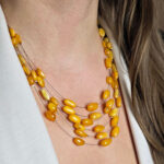 Yellow-Butterscotch-Baltic-Amber-Multistrand-Small-Layered-Necklace-Gemstone-Dainty-Beads-Authentic-Amber-Jewelry-Women