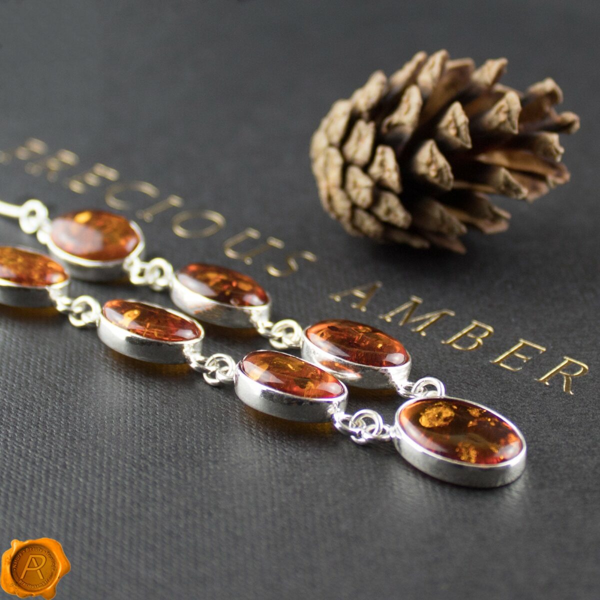 Cognac Amber Silver Necklace - Image 2
