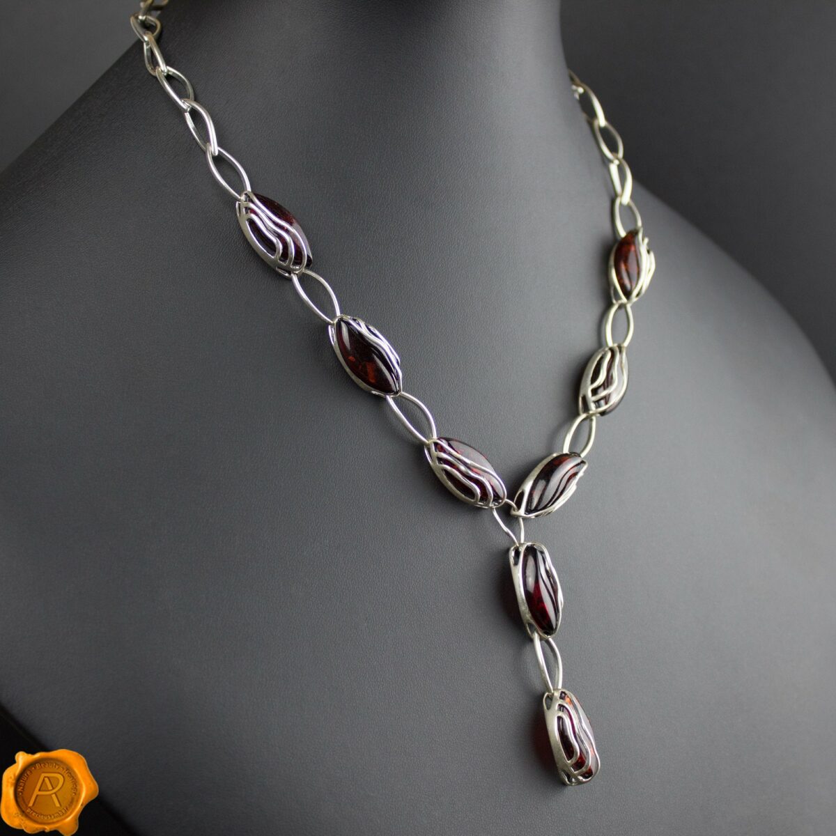 Cherry Amber Silver Necklace - Image 2
