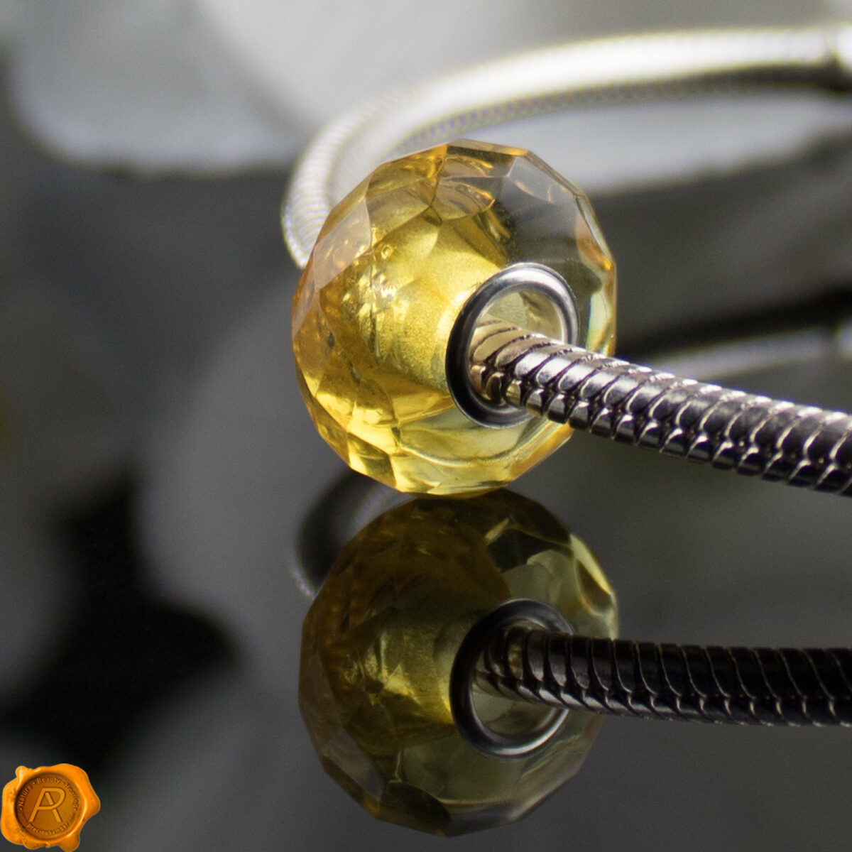 Faceted Lemon Amber Charm - Image 2