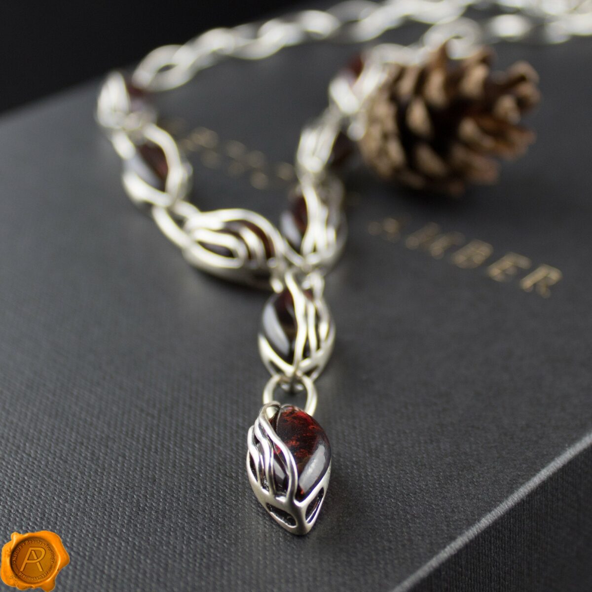 Cherry Amber Silver Necklace - Image 5