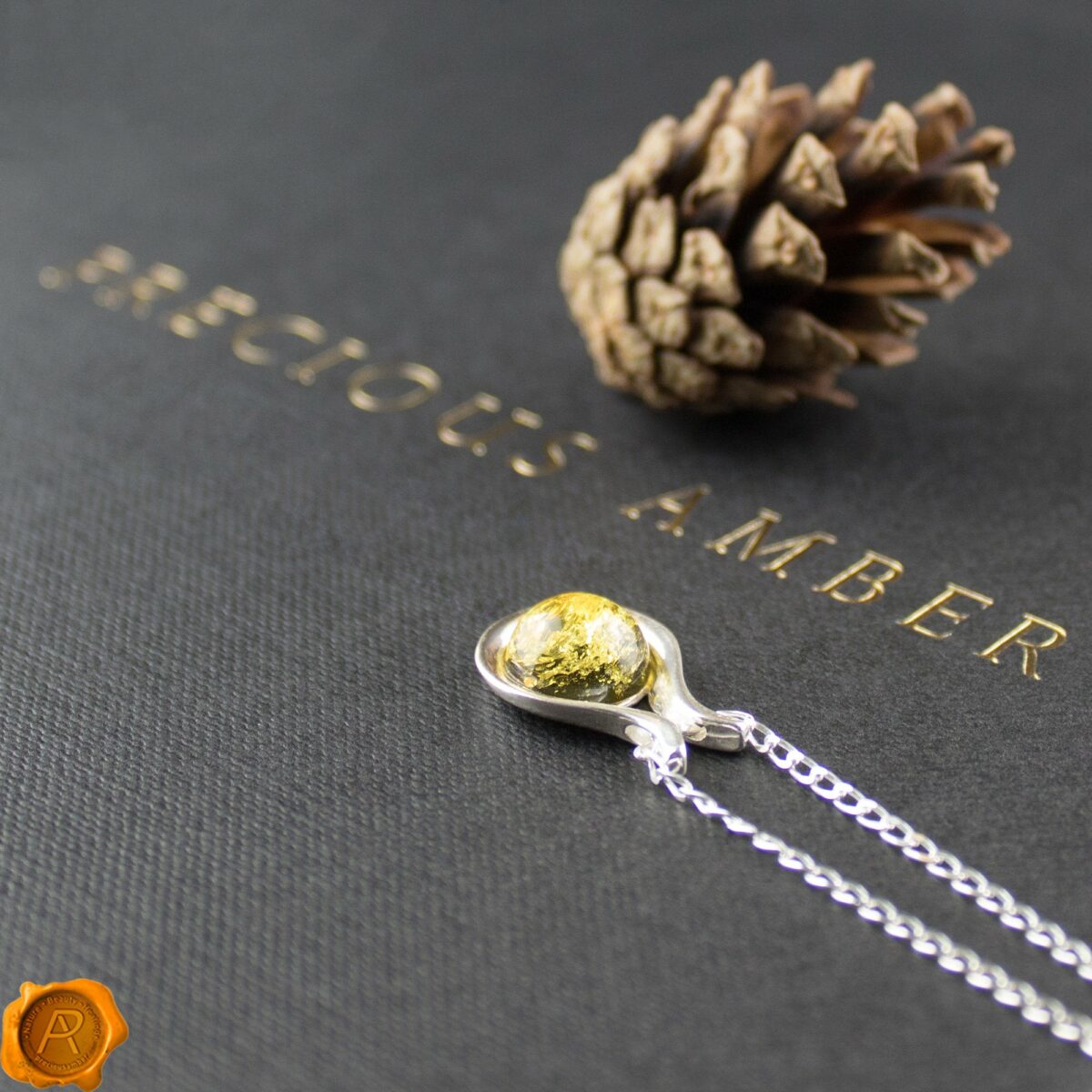 Green Amber Horseshoe Pendant Green Amber Horseshoe Pendant - Image 2