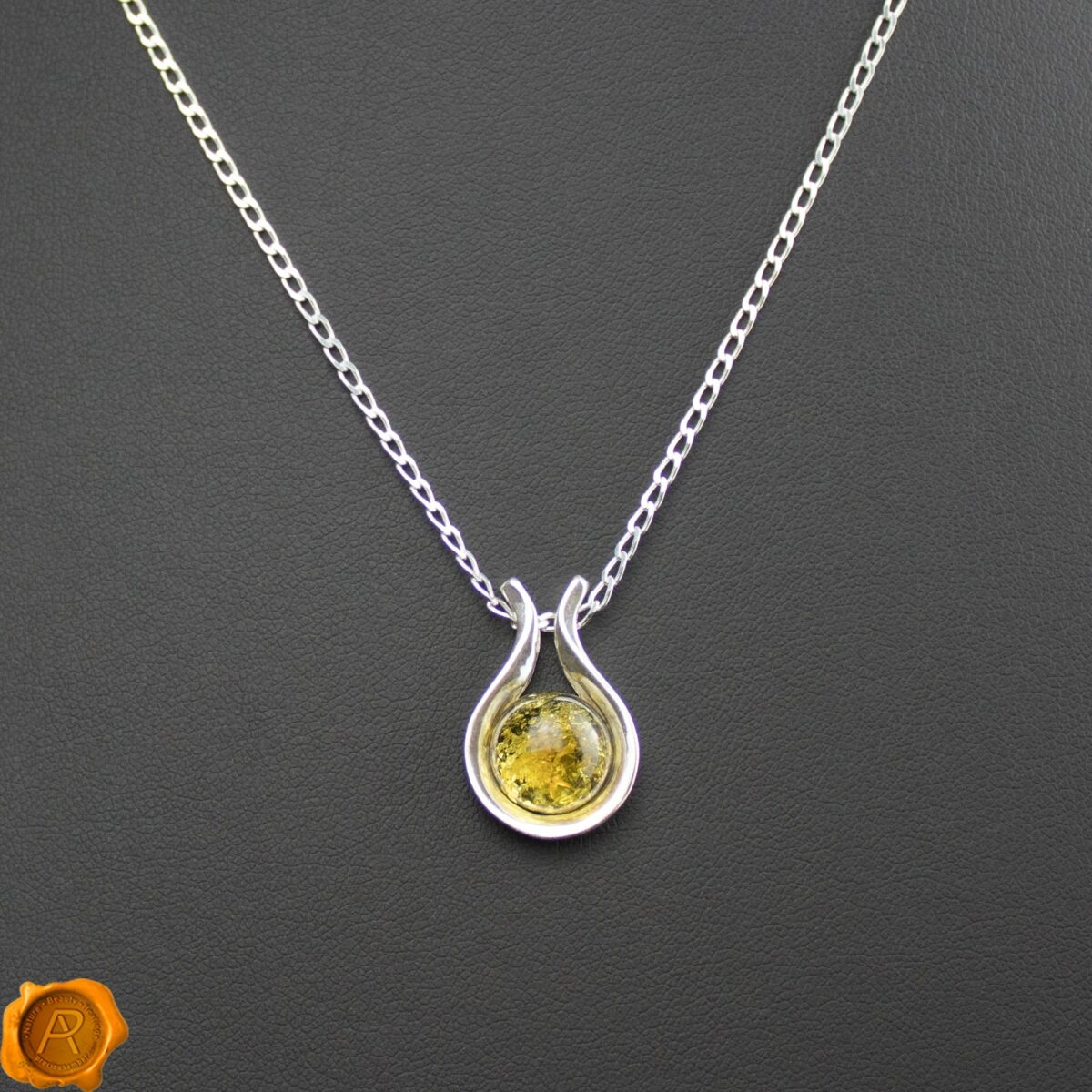 Green Amber Horseshoe Pendant Green Amber Horseshoe Pendant - Image 3