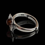 Adjustable Honey Amber Silver Flower Ring - Image 4